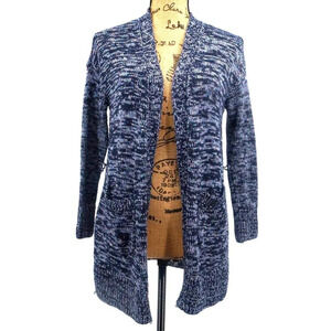 Talbots Sweater Women P Extra Small Blue Knit Open Cardigan Cotton‎ Blend Oprah